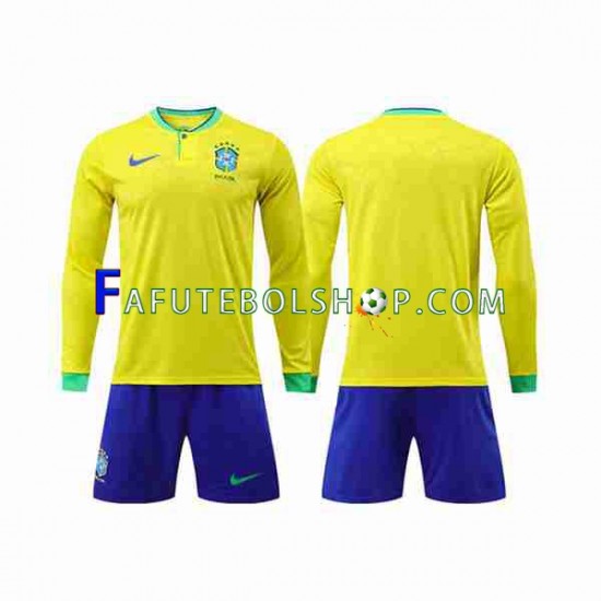 Camisa 1 Brasil Copa Do Mundo 2022 manga longa ,infantil