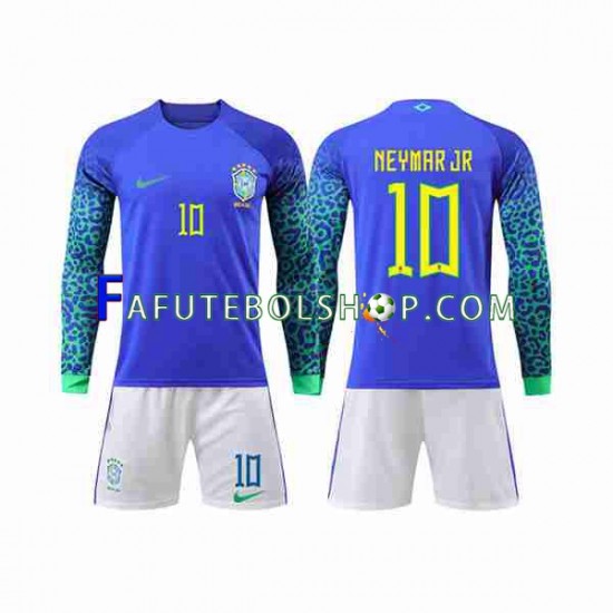 Camisa 2 Brasil Neymar Jr 10 Copa Do Mundo 2022 manga longa ,infantil