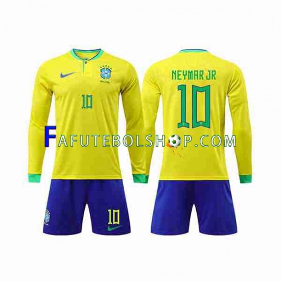 Camisa 1 Brasil Neymar Jr 10 Copa Do Mundo 2022 manga longa ,infantil