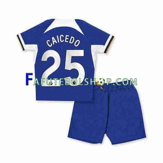 Camisa 1 Chelsea Moises Caicedo 25 2023-2024 manga curta ,infantil