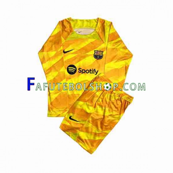 Camisa Goleiro 4 FC Barcelona Ter Stegen 1 2023-2024 manga longa ,infantil