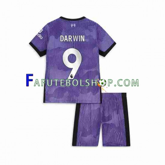 Camisa 3 Liverpool Darwin Nunez 9 2023-2024 manga curta ,infantil