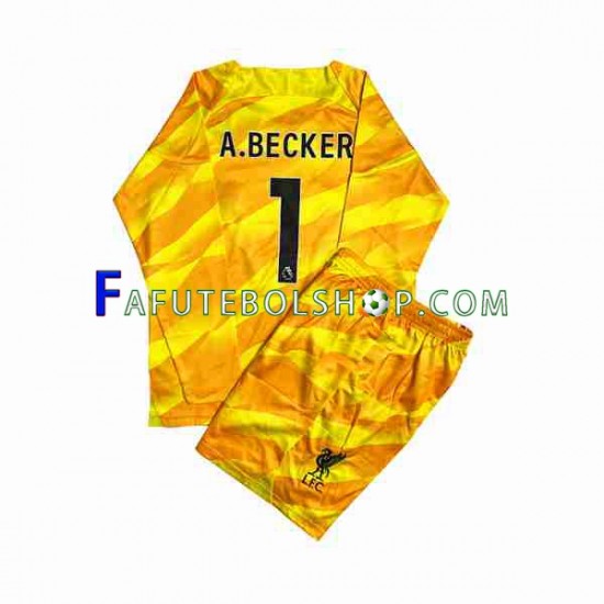 Camisa Goleiro 3 Liverpool A.Becker 1 2023-2024 manga longa ,infantil