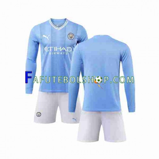 Camisa 1 Manchester City 2023-2024 manga longa ,infantil