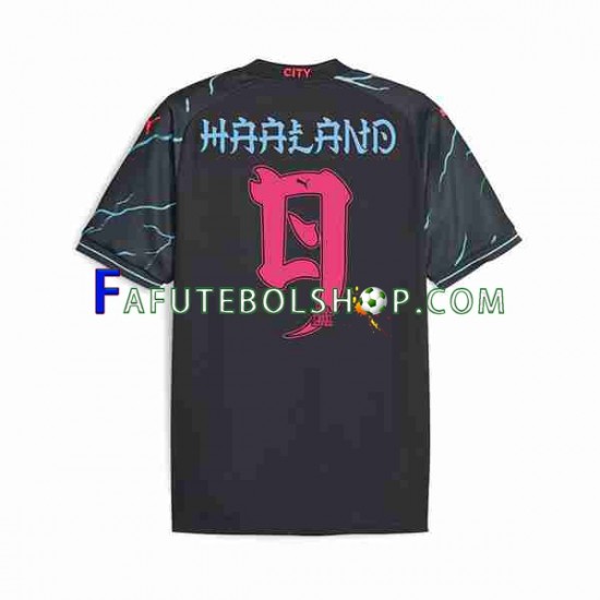 Camisa 3 Manchester City Haaland 9 Special Tour Printing 2023-2024 manga curta ,Masculino