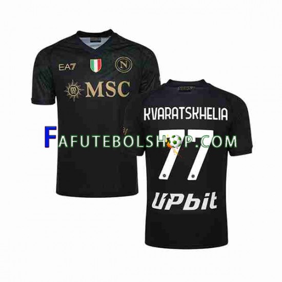 Camisa 3 Napoli KVARATSKHELIA 77 2023-2024 manga curta ,Masculino