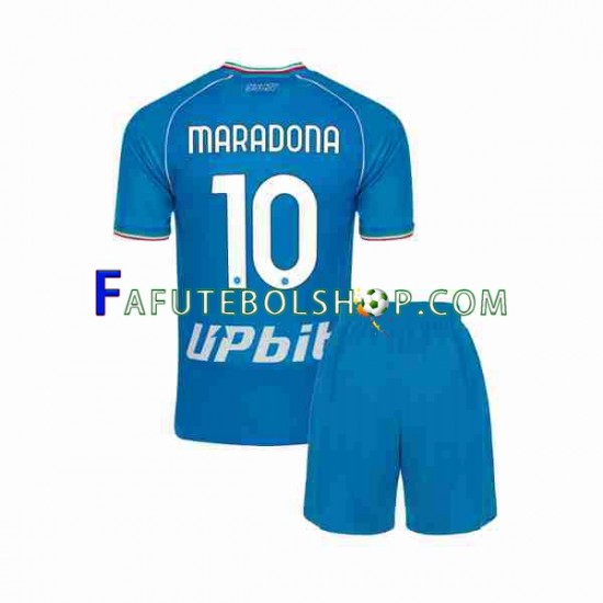 Camisa 1 Napoli Maradona 10 2023-2024 manga curta ,infantil