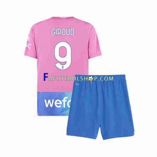 Camisa 3 AC Milan Olivier Giroud 9 2023-2024 manga curta ,infantil