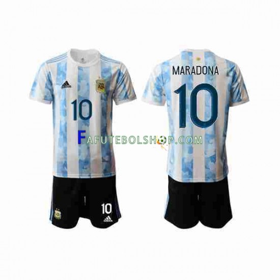 Camisa 1 Argentina Maradona 10 2020-2021 manga curta ,infantil