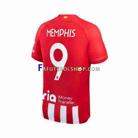 Camisa 1 Atlético de Madrid 2 Memphis Depay 9 2023-2024 manga curta ,Masculino