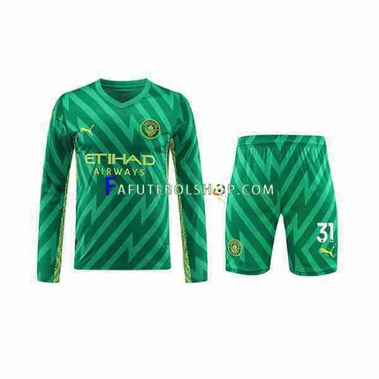 Camisa Goleiro 1 Manchester City Ederson Moraes 31 2023-2024 manga longa ,infantil