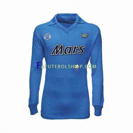 Camisa 1 Napoli 1989 1990 Retrô manga longa ,Masculino