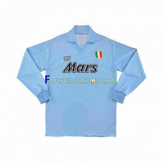 Camisa 1 Napoli 1990 1991 Retrô manga longa ,Masculino