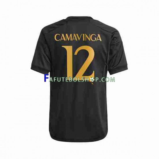 Camisa 3 Real Madrid Eduardo Camavinga 12 2023-2024 manga curta ,Masculino