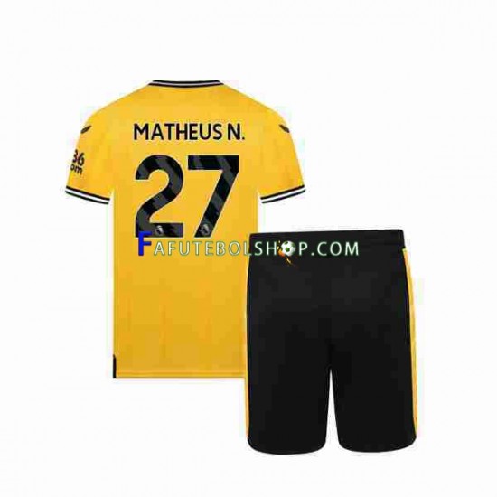 Camisa 1 Wolverhampton Wanderers Matheus Nunes 27 2023-2024 manga curta ,infantil