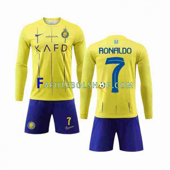 Camisa 1 Al-Nassr Cristiano Ronaldo 7 2023-2024 manga longa ,infantil