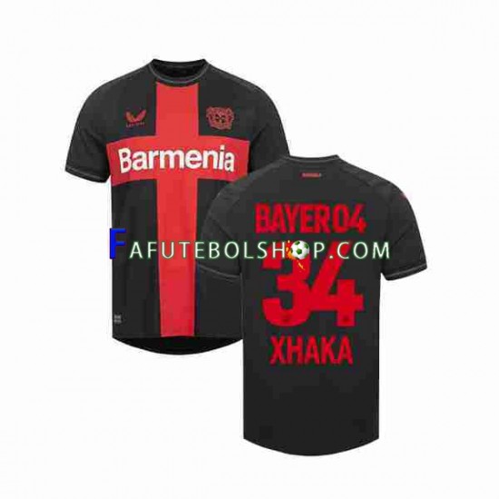 Camisa 1 Bayer Leverkusen Granit Xhaka 34 2023-2024 manga curta ,Masculino