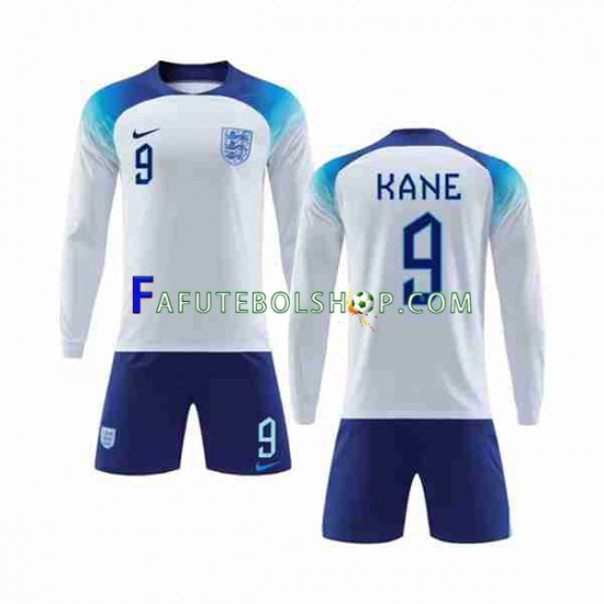 Camisa 1 Inglaterra Kane 9 Copa Do Mundo 2022 manga longa ,infantil