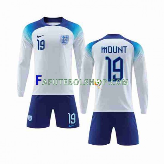 Camisa 1 Inglaterra Mount 19 Copa Do Mundo 2022 manga longa ,infantil