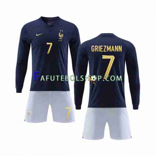 Camisa 1 França Griezmann 7 Copa Do Mundo 2022 manga longa ,infantil