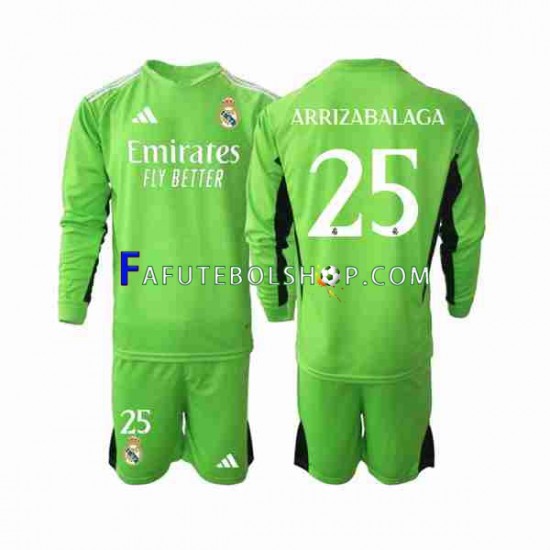 Camisa Goleiro 1 Real Madrid Kepa Arrizabalaga 25 2023-2024 manga longa ,infantil