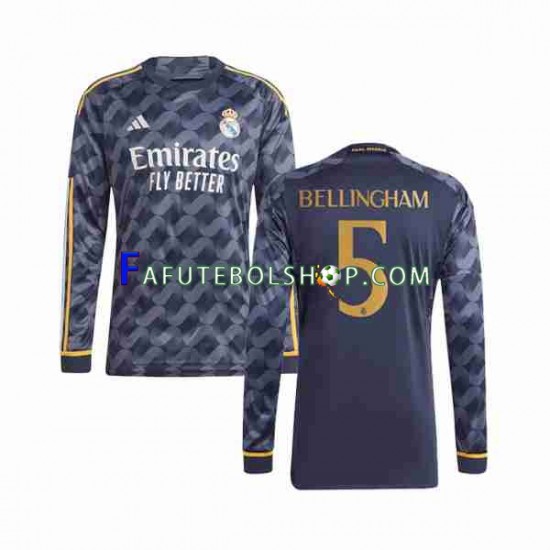 Camisa 2 Real Madrid Jude Bellingham 5 2023-2024 manga longa ,Masculino