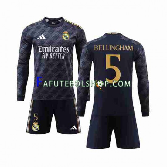 Camisa 2 Real Madrid Jude Bellingham 5 2023-2024 manga longa ,infantil