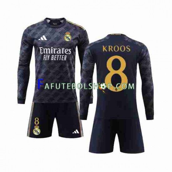 Camisa 2 Real Madrid Kroos 8 2023-2024 manga longa ,infantil