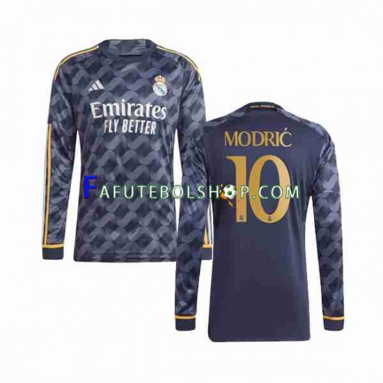 Camisa 2 Real Madrid Modrić Luka 10 2023-2024 manga longa ,Masculino