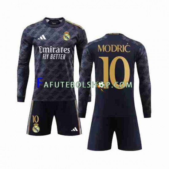 Camisa 2 Real Madrid Modrić Luka 10 2023-2024 manga longa ,infantil