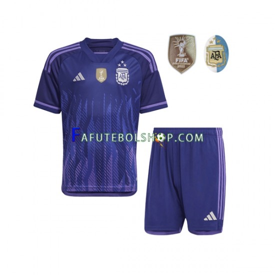 Camisa 2 Argentina 3 Stars  Copa Do Mundo 2022 manga curta ,infantil