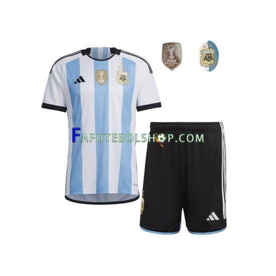 Camisa 1 Argentina 3 Stars  Copa Do Mundo 2022 manga curta ,infantil