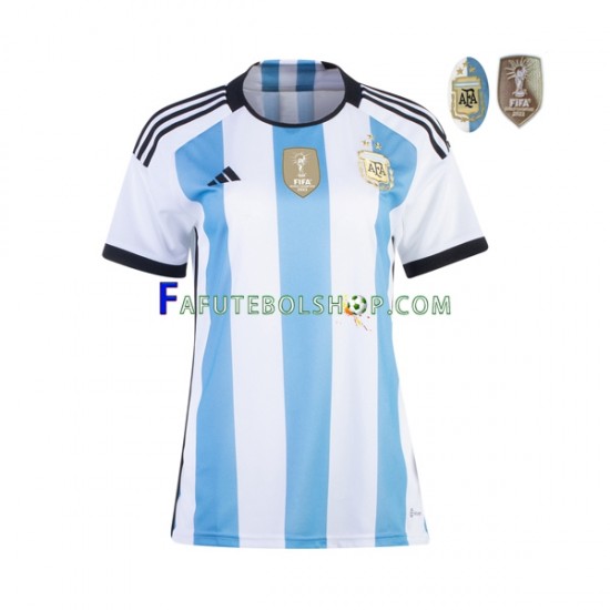 Camisa 1 Argentina 3 Stars  Copa Do Mundo 2022 manga curta ,Feminino