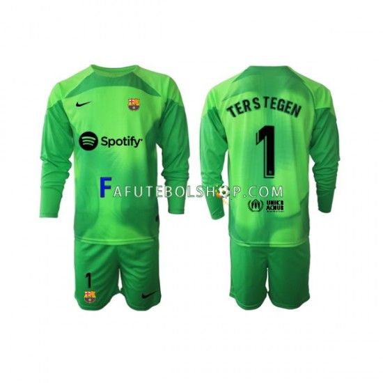 Camisa Goleiro 1 FC Barcelona Ter Stegen 1  2022-2023 manga longa ,infantil