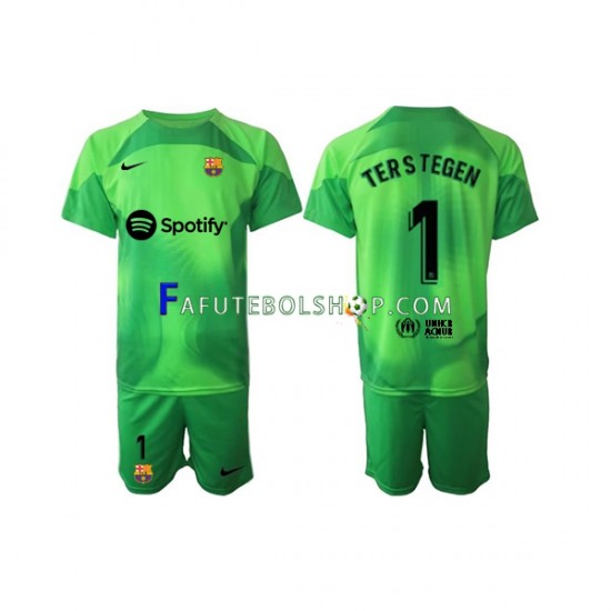 Camisa Goleiro 1 FC Barcelona Ter Stegen 1  2022-2023 manga curta ,infantil