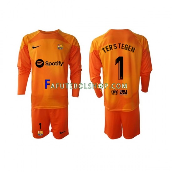 Camisa Goleiro 3 FC Barcelona Ter Stegen 1  2022-2023 manga longa ,infantil