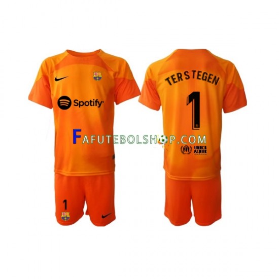 Camisa Goleiro 3 FC Barcelona Ter Stegen 1  2022-2023 manga curta ,infantil