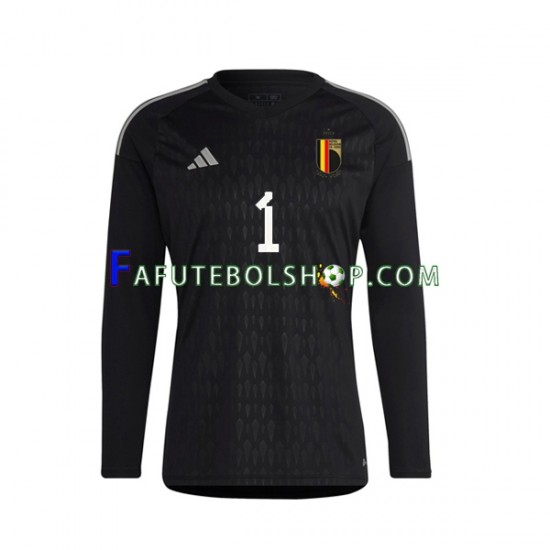 Camisa Goleiro 2 Bélgica Courtois 1  2022 manga longa ,Masculino