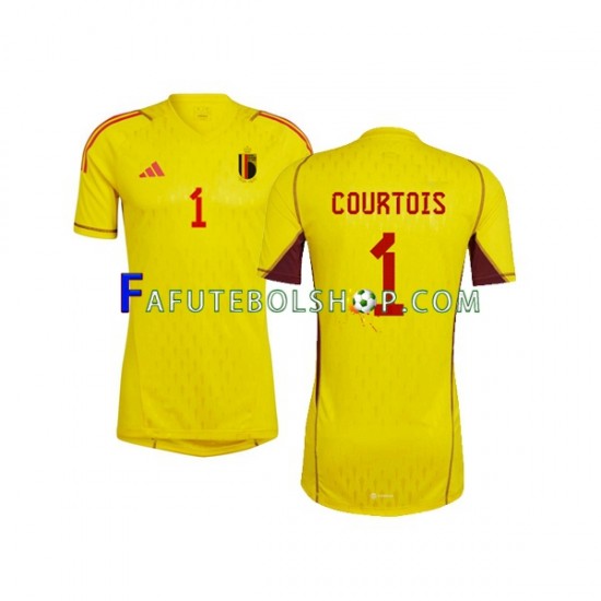 Camisa Goleiro 2 Bélgica Courtois 1  Copa Do Mundo 2022 manga curta ,Masculino