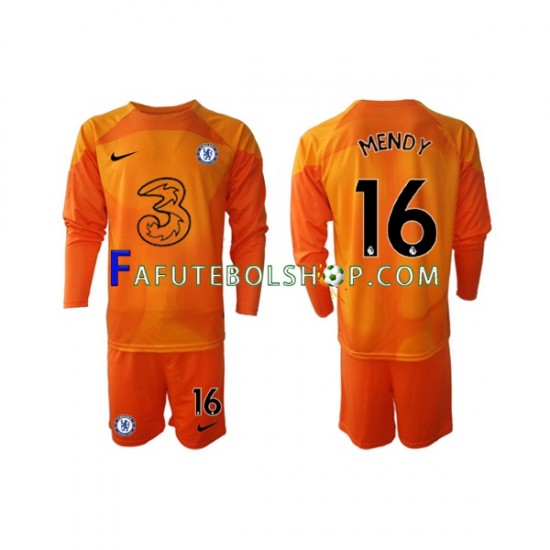 Camisa Goleiro 1 Chelsea Edouard Mendy 16  2022-2023 manga longa ,infantil