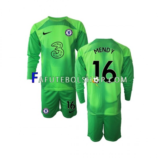 Camisa Goleiro 3 Chelsea Edouard Mendy 16  2022-2023 manga longa ,infantil