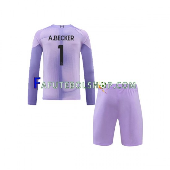 Camisa Goleiro 1 Liverpool A.Becker 1  2022-2023 manga longa ,infantil