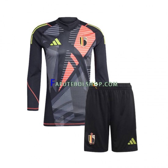 Camisa Goleiro 1 Bélgica Euro 2024 manga longa ,infantil