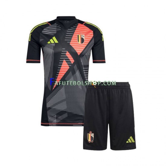 Camisa Goleiro 1 Bélgica Euro 2024 manga curta ,infantil