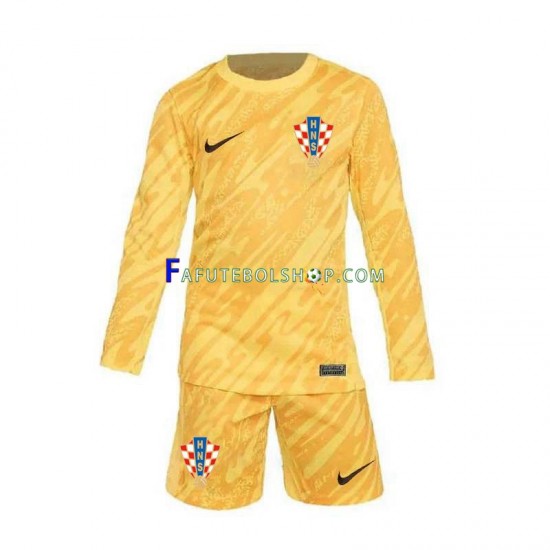 Camisa Goleiro 1 Croácia Euro 2024 manga longa ,infantil