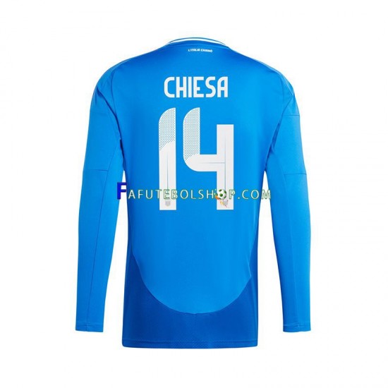 Camisa 1 Itália Chiesa 14 Euro 2024 manga longa ,Masculino