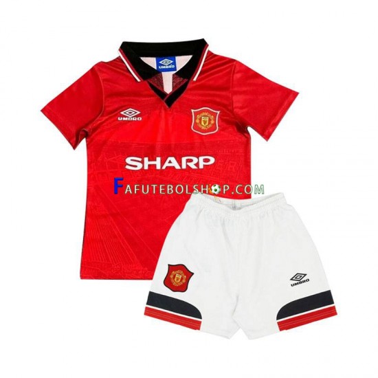 Camisa 1 Manchester United Retrô 1994 manga curta ,infantil