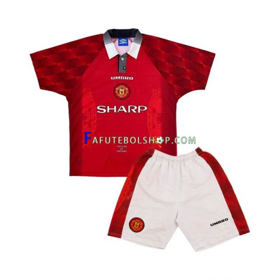 Camisa 1 Manchester United 1996 Retrô manga curta ,infantil