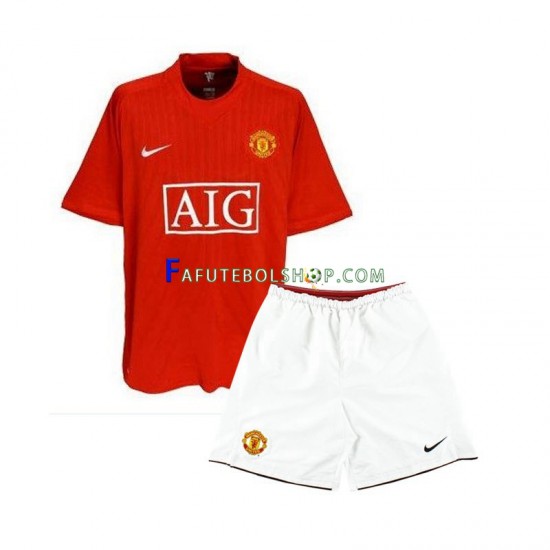 Camisa 1 Manchester United 2007 Retrô manga curta ,infantil