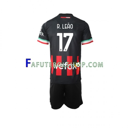 Camisa 1 AC Milan Rafael Leao 17 2022-2023 manga curta ,infantil